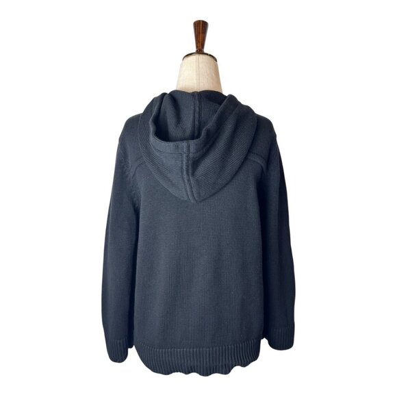 Lauren Ralph Lauren Sweater Women Medium Black Hooded Toggle Button Cardigan - Picture 2 of 9